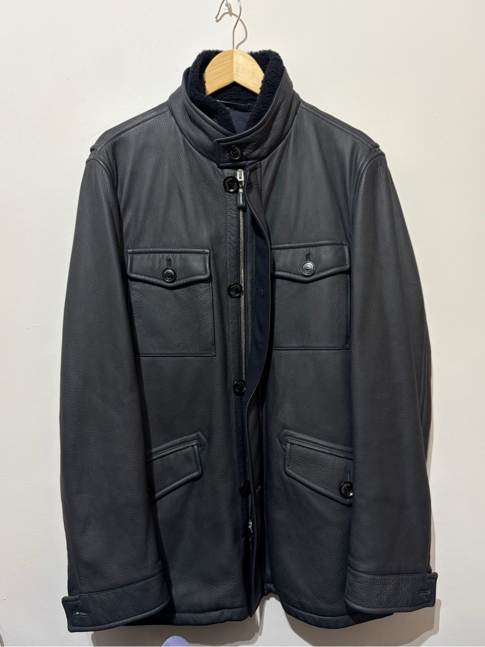 Ermenegildo Zegna 100% Leather Jacket Made in Italy Size 54 XL
